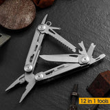 Tenvellon Outdoor Folding Pliers 12 in 1 High-Quality Precision Combination Multi Tool