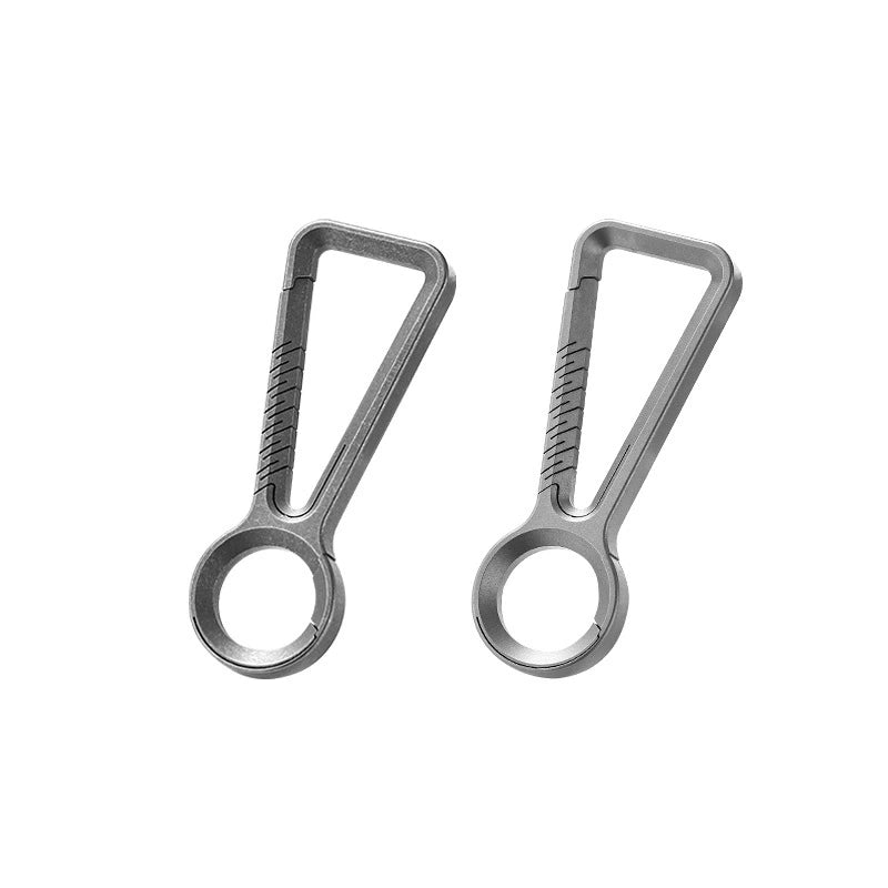 Titanium keychain clip size information with open ring and key ring Main image