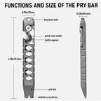 Tenvellon Titanium EDC Pry Bar Pocket Tool