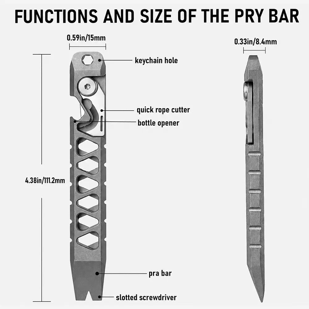 Tenvellon Titanium EDC Pry Bar Pocket Tool