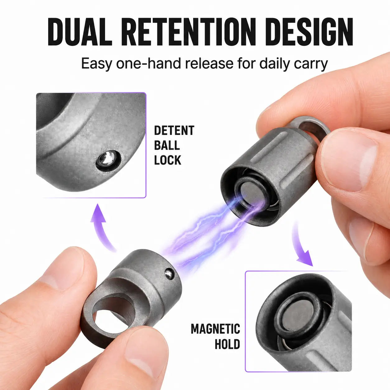 Small titanium alloy keychain clip attached to key rings
