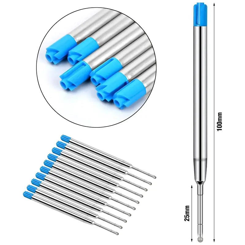Ballpoint Pen Refills for EDC Pens, Black and Blue Ink Replacement Refills