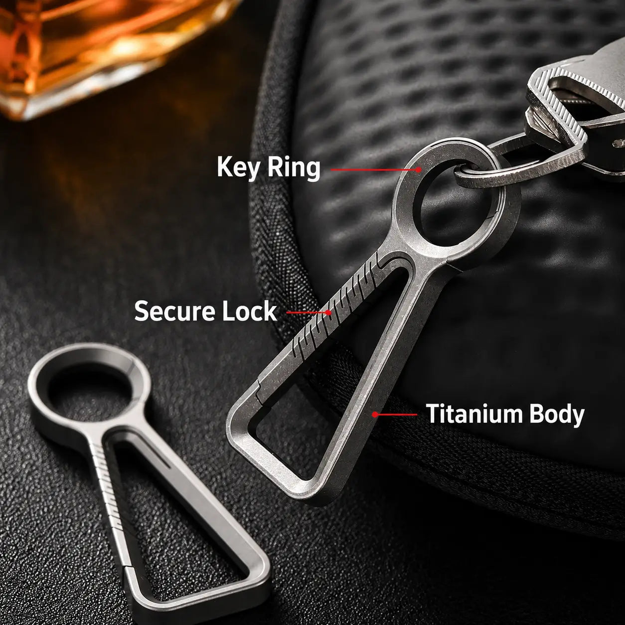 Compact titanium keychain clip for everyday carry