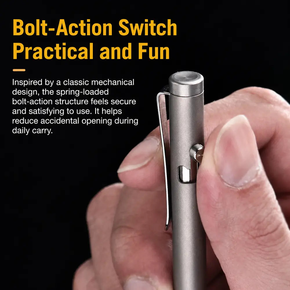 Tenvellon Titanium Bolt Action EDC Pen with Pocket Clip