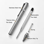 Tenvellon Titanium Bolt Action EDC Pen with Pocket Clip