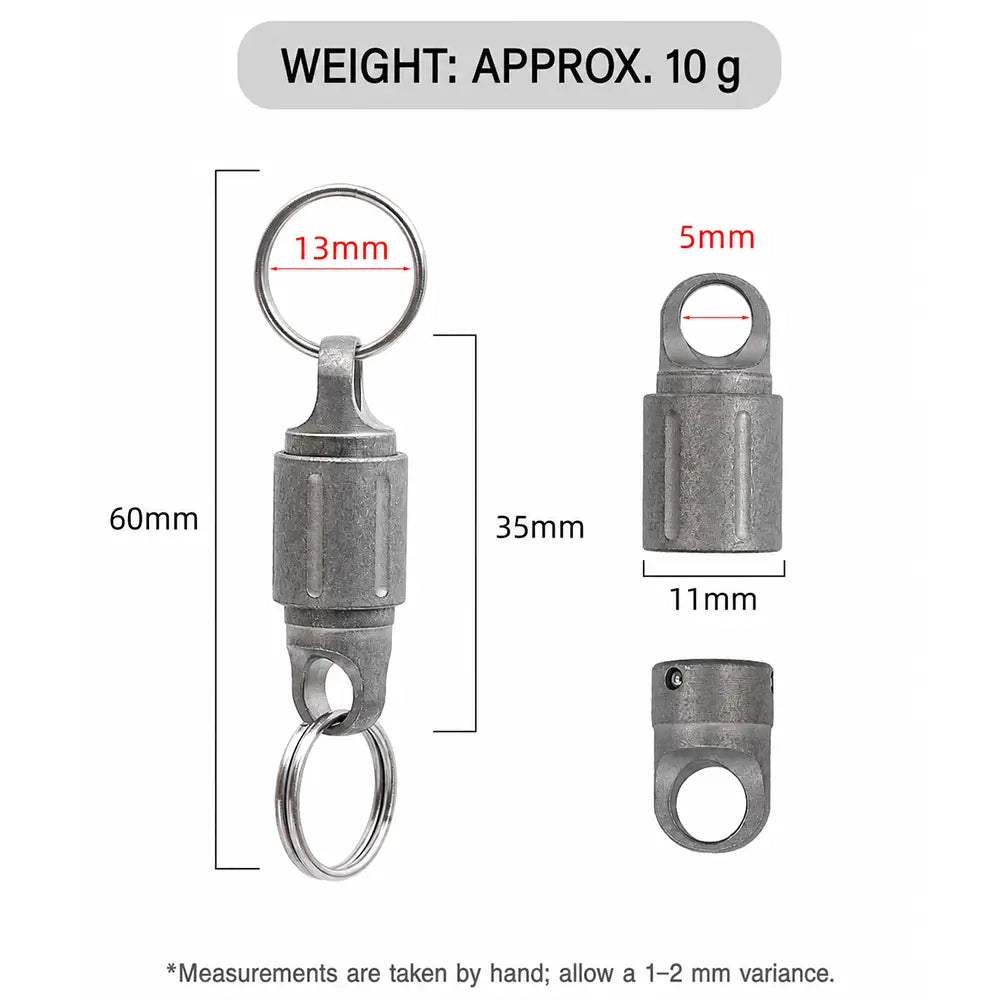 Titanium keychain connector size information 2cm by 1.3cm