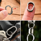 Small titanium alloy keychain clip attached to key rings