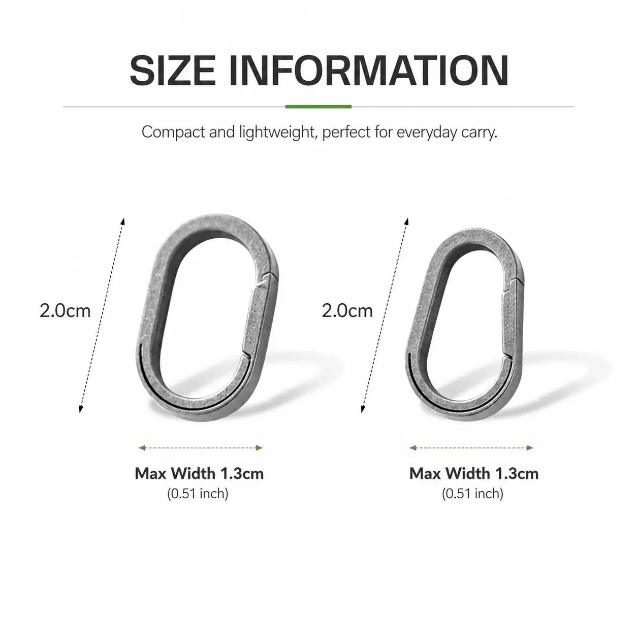 Small titanium alloy keychain clip attached to key rings
