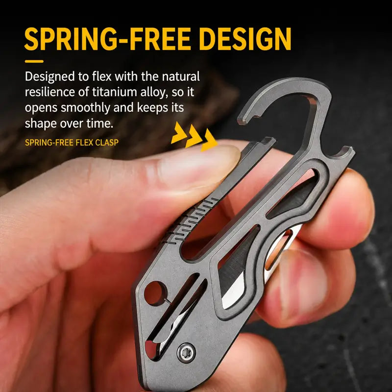Titanium Keychain Bottle Opener with Spring-Free Clasp
