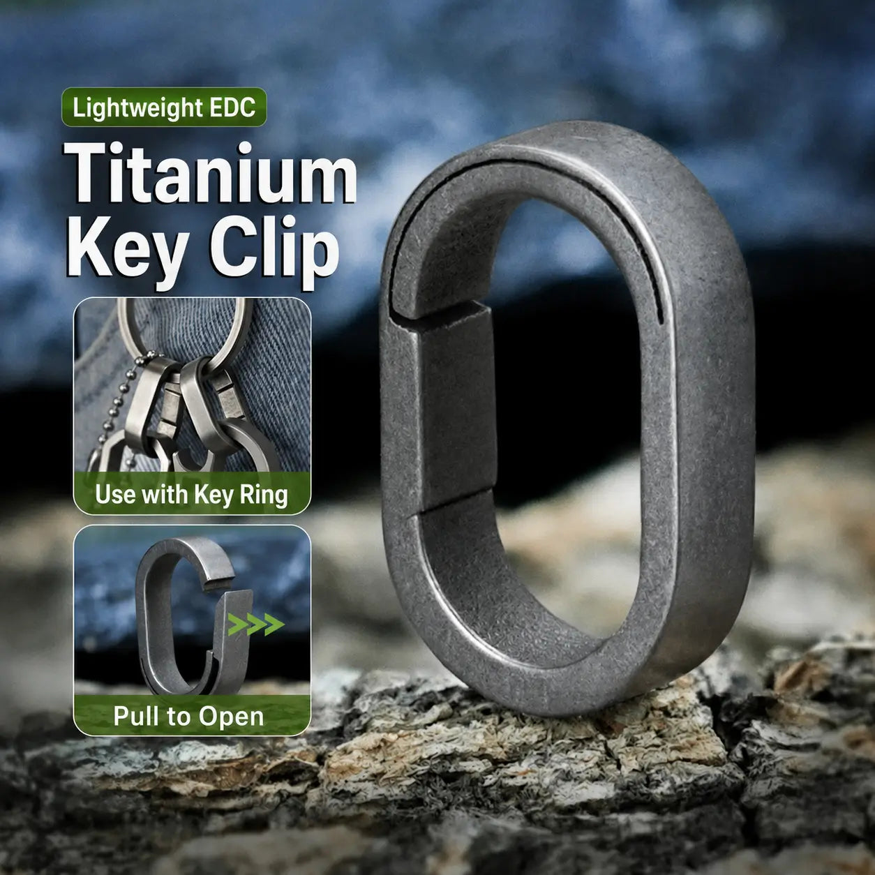 Compact titanium key ring connector for everyday carry