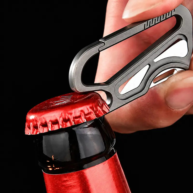 Titanium Keychain Bottle Opener with Spring-Free Clasp