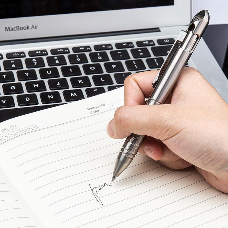 Tenvellon Titanium tactical Pen Button Writing Fluent Light Portable Multi-purpose EDC