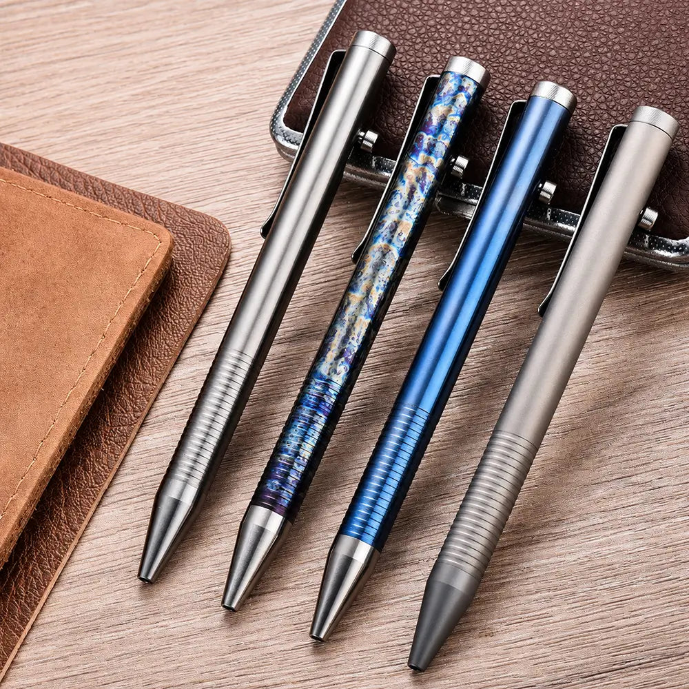 Tenvellon Titanium Bolt Action EDC Pen with Pocket Clip