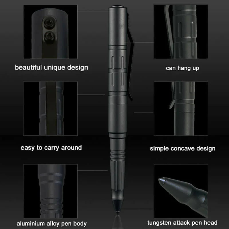Black EDC writing pen with pocket clip