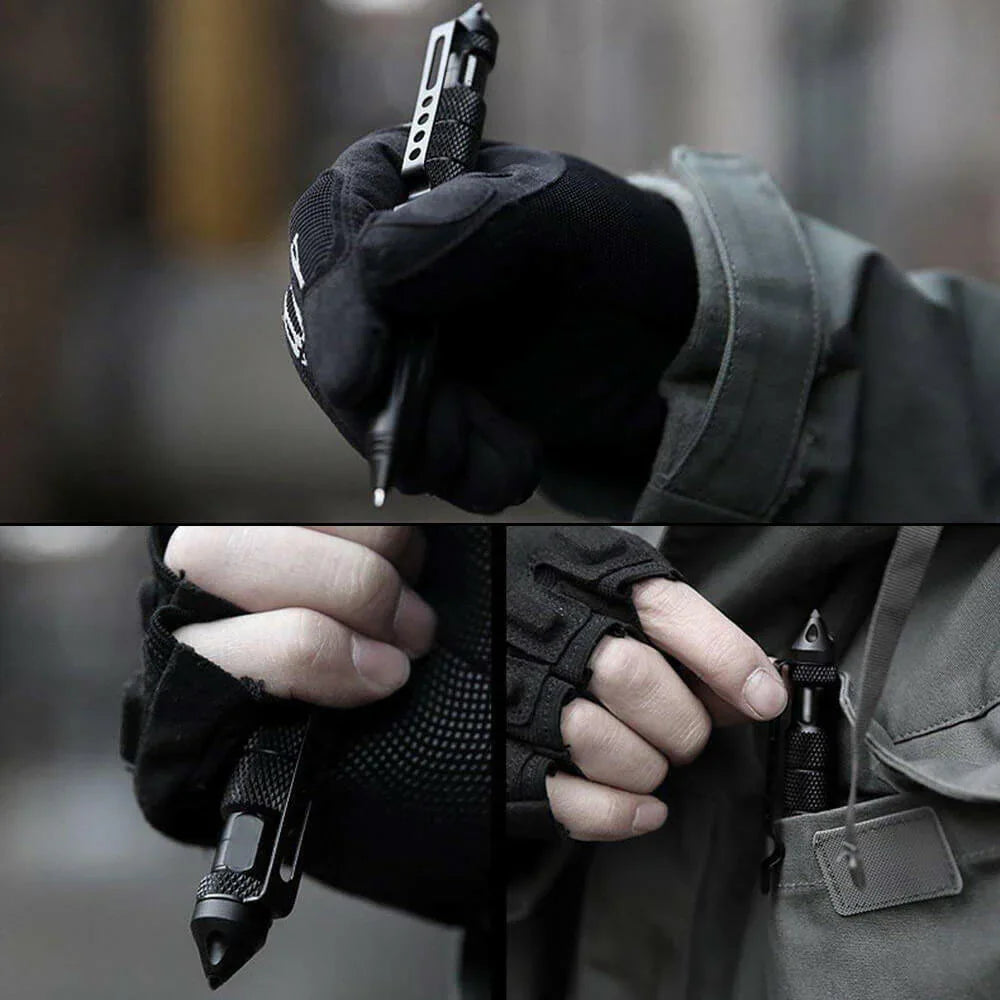 Black aluminum EDC pen with textured grip